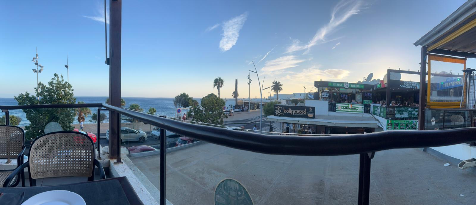 Balcony view over the seafront bars